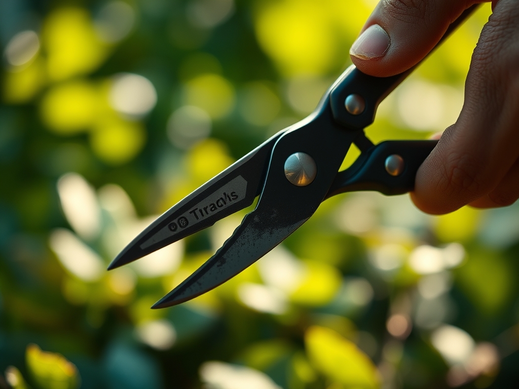Using a garden shears for vegetable pruning